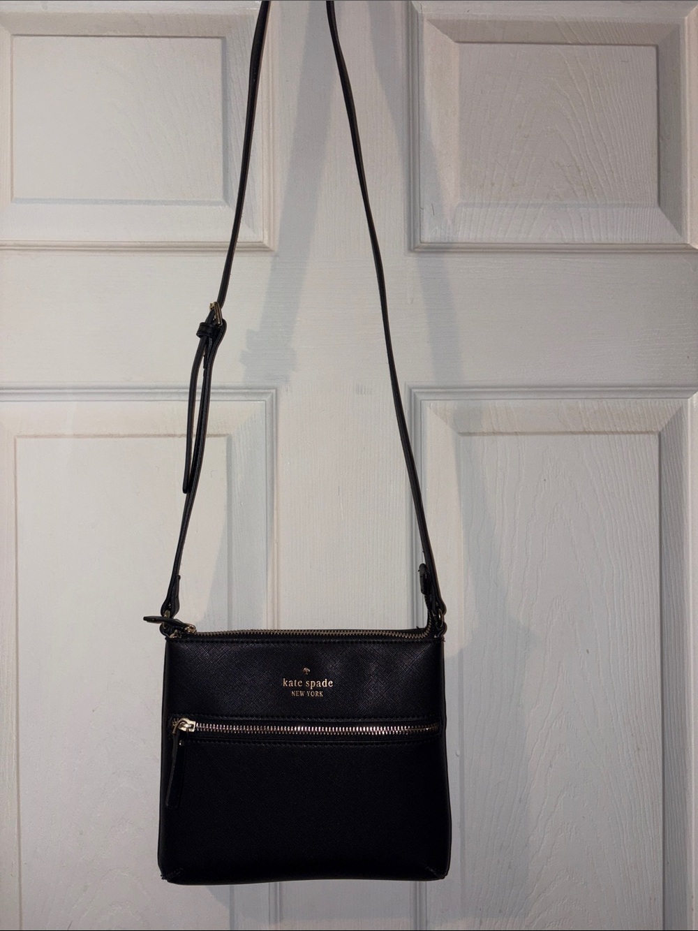 kate spade Black Leather Crossbody Bag with Gold Hardware